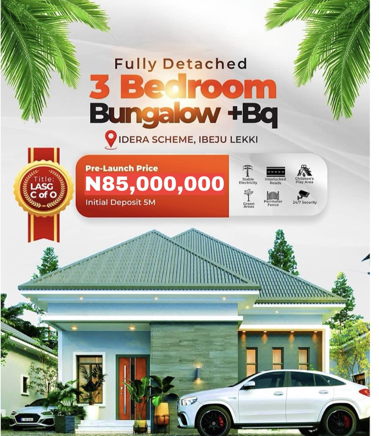 3-Bedroom Fully Detached Bungalow with BQ in Idera Scheme, Eleko | Lekki-Epe Expressway | ₦85M – Flexible Payment Plan Available - Property in Idera Scheme