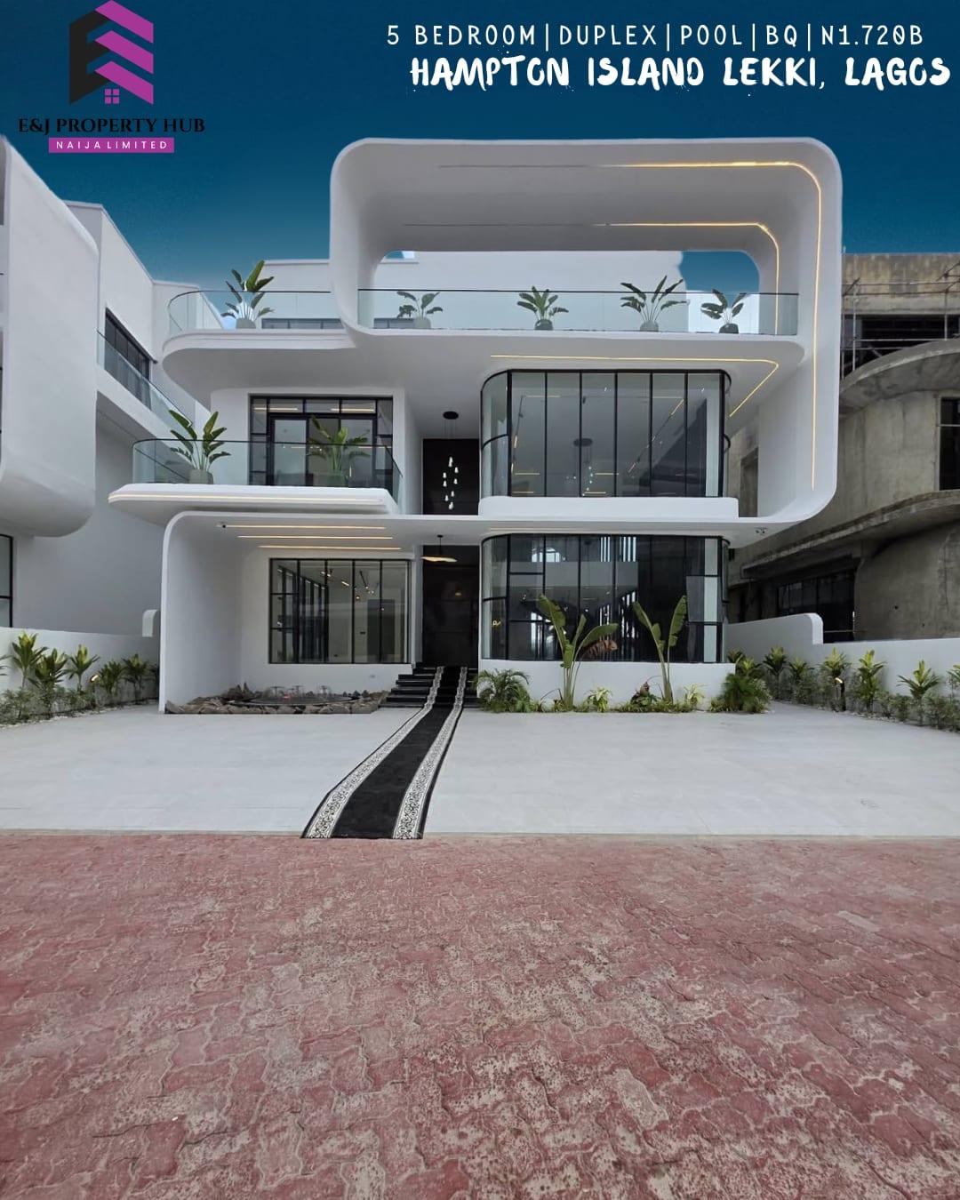 Brand-New 5-Bedroom Fully Detached Luxury Home for Sale in Hampton Island, Osapa, Lekki, Lagos - Property in Hampton Island Estate