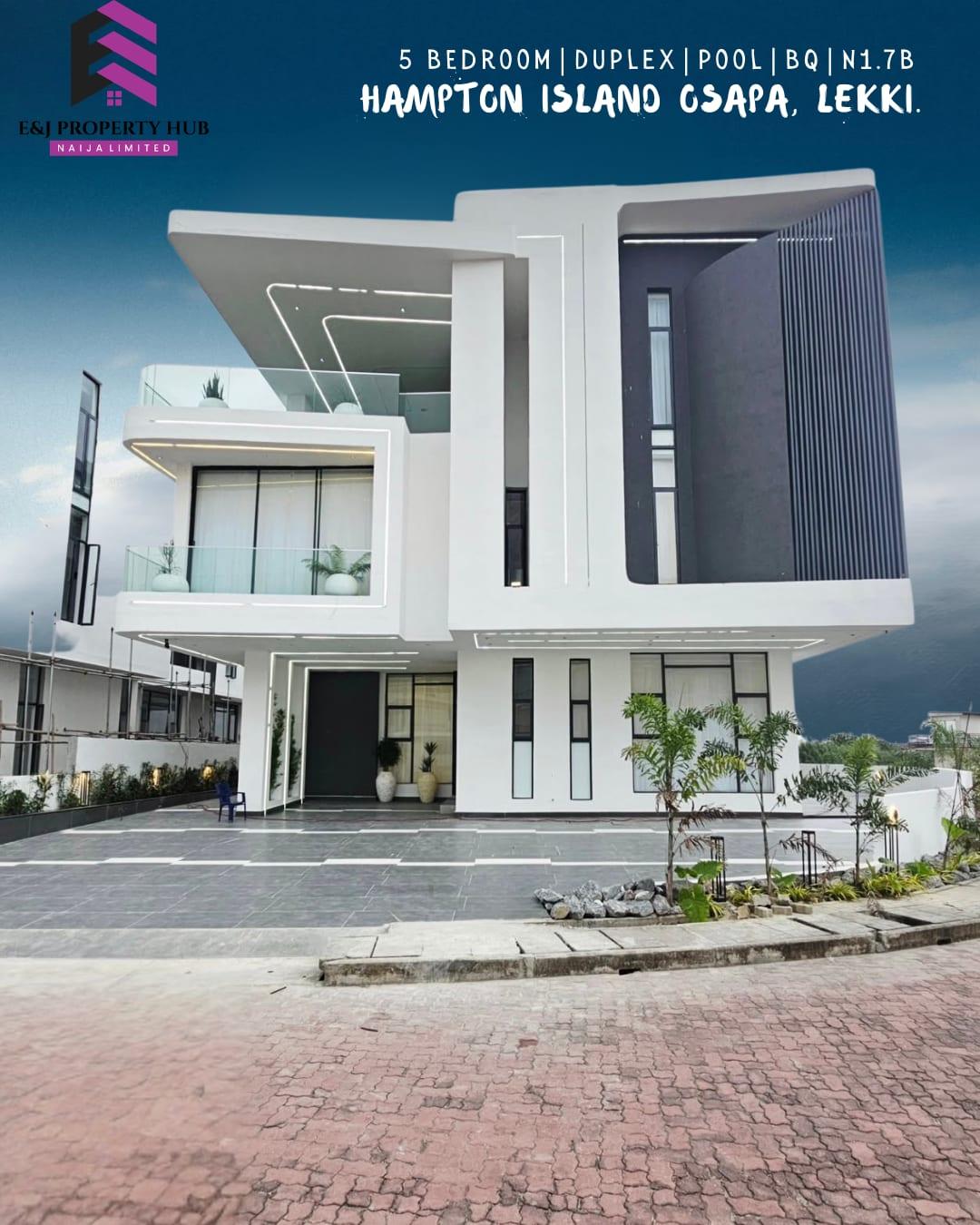 Executive 5-Bedroom Fully Detached Duplex with Swimming Pool and Jacuzzi for Sale in Osapa London, Lekki - Property in Hampton Island Estate Osapa London